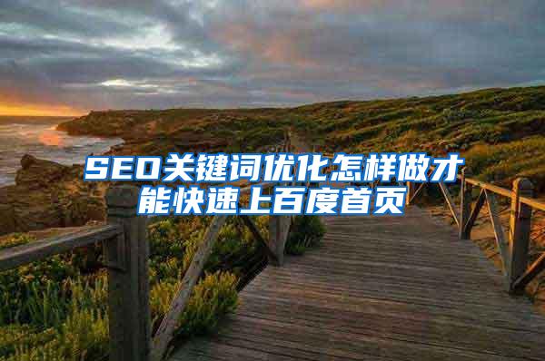 SEO关键词优化怎样做才能快速上百度首页