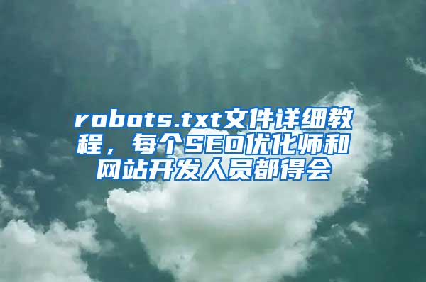 robots.txt文件详细教程，每个SEO优化师和网站开发人员都得会