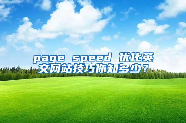 page speed 优化英文网站技巧你知多少？