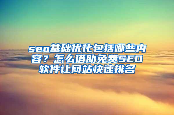 seo基础优化包括哪些内容？怎么借助免费SEO软件让网站快速排名