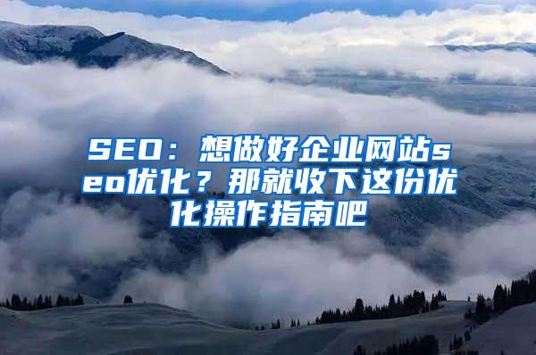 SEO：想做好企业网站seo优化？那就收下这份优化操作指南吧