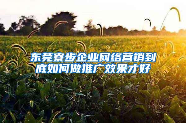 东莞寮步企业网络营销到底如何做推广效果才好