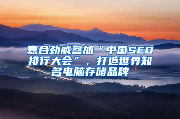 嘉合劲威参加“中国SEO排行大会”，打造世界知名电脑存储品牌