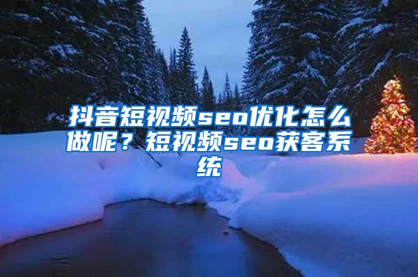 抖音短视频seo优化怎么做呢？短视频seo获客系统