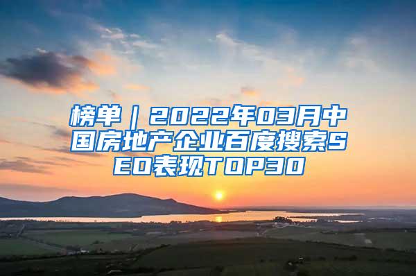 榜单｜2022年03月中国房地产企业百度搜索SEO表现TOP30