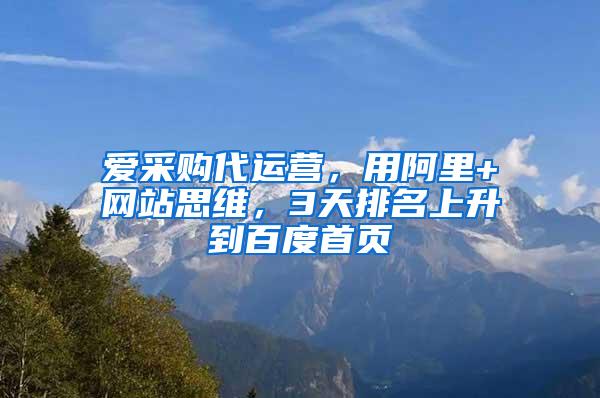 爱采购代运营，用阿里+网站思维，3天排名上升到百度首页