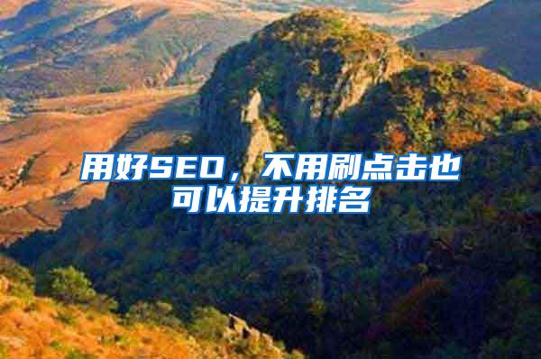 用好SEO，不用刷点击也可以提升排名