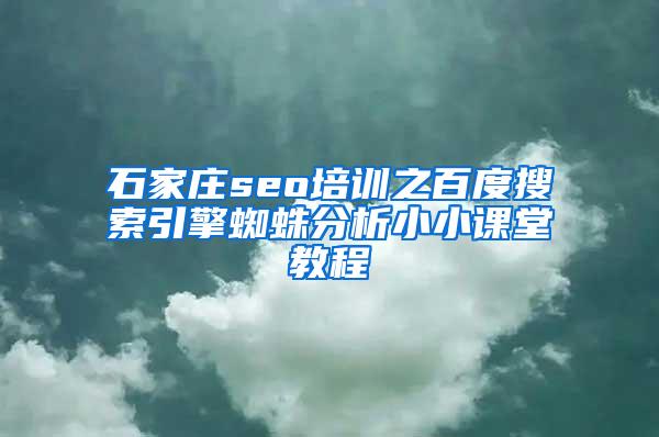 石家庄seo培训之百度搜索引擎蜘蛛分析小小课堂教程