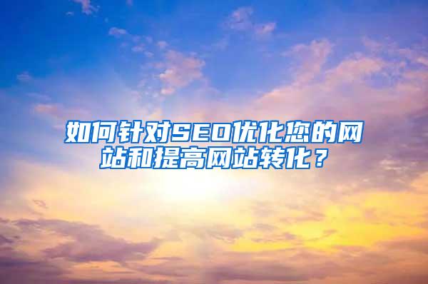 如何针对SEO优化您的网站和提高网站转化？