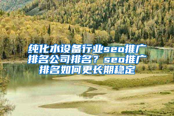 纯化水设备行业seo推广排名公司排名？seo推广排名如何更长期稳定