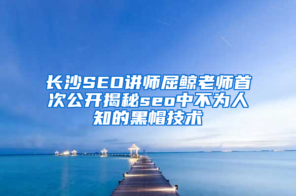 长沙SEO讲师屈鲸老师首次公开揭秘seo中不为人知的黑帽技术