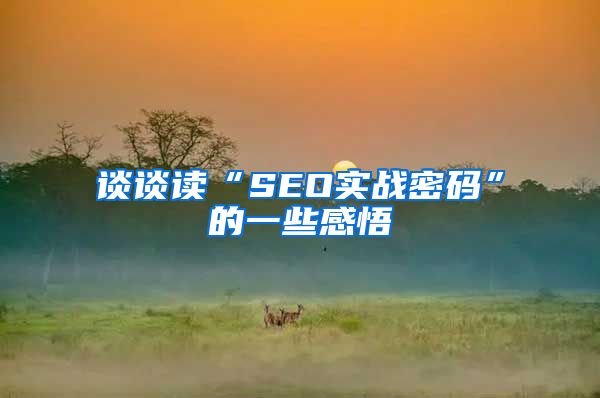 谈谈读“SEO实战密码”的一些感悟