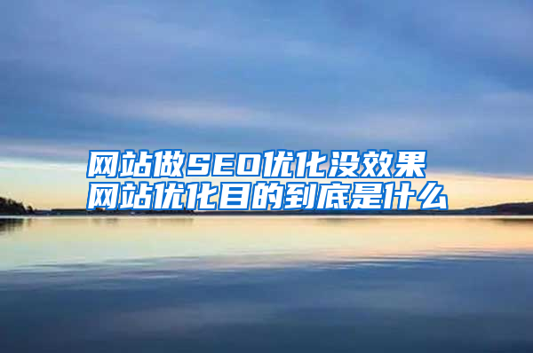 网站做SEO优化没效果 网站优化目的到底是什么