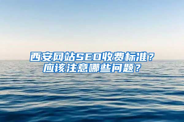 西安网站SEO收费标准？应该注意哪些问题？