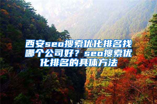 西安seo搜索优化排名找哪个公司好？seo搜索优化排名的具体方法