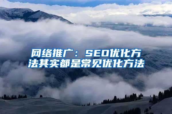 网络推广：SEO优化方法其实都是常见优化方法