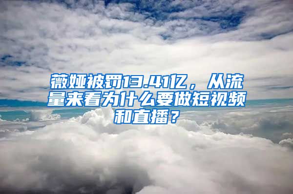 薇娅被罚13.41亿，从流量来看为什么要做短视频和直播？