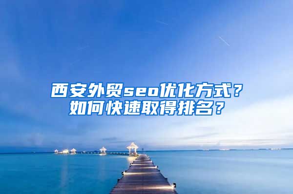 西安外贸seo优化方式？如何快速取得排名？