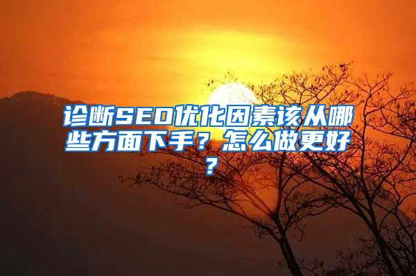 诊断SEO优化因素该从哪些方面下手？怎么做更好？