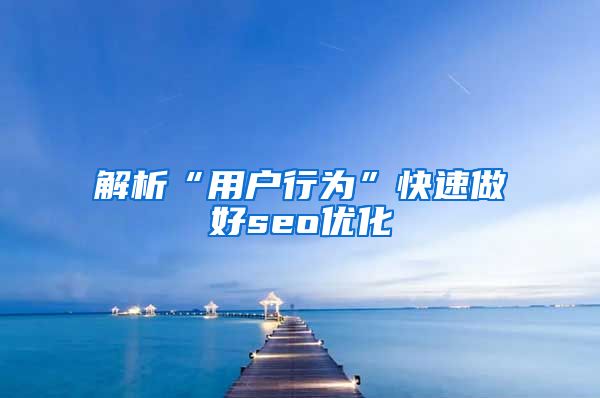 解析“用户行为”快速做好seo优化