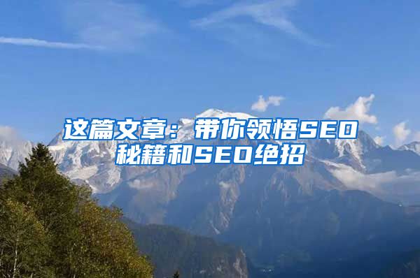 这篇文章：带你领悟SEO秘籍和SEO绝招