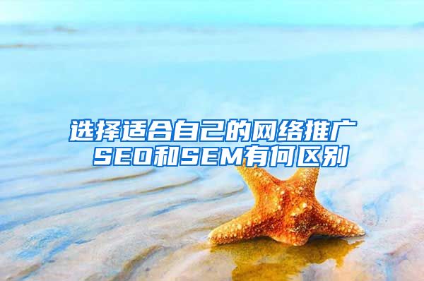 选择适合自己的网络推广 SEO和SEM有何区别