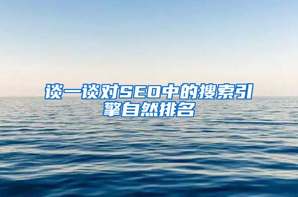 谈一谈对SEO中的搜索引擎自然排名