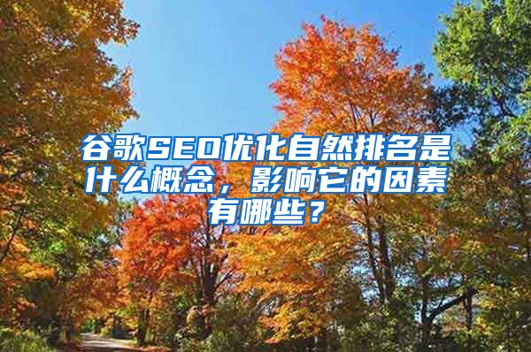 谷歌SEO优化自然排名是什么概念，影响它的因素有哪些？