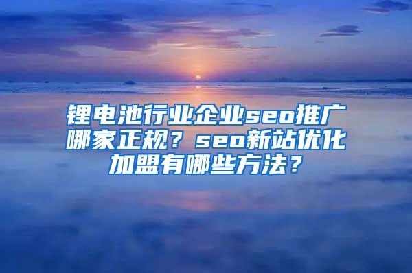 锂电池行业企业seo推广哪家正规？seo新站优化加盟有哪些方法？