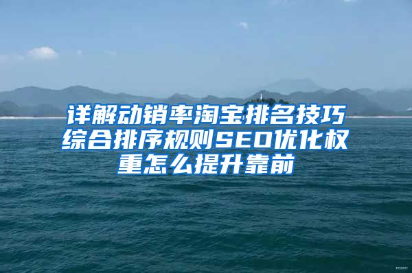 详解动销率淘宝排名技巧综合排序规则SEO优化权重怎么提升靠前