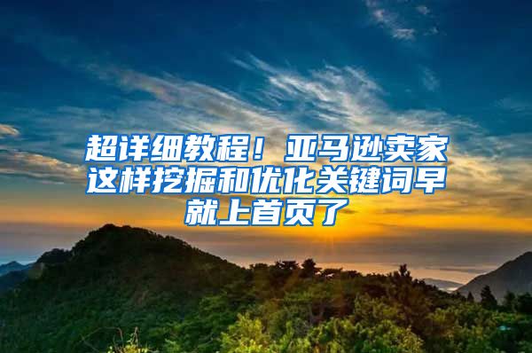 超详细教程！亚马逊卖家这样挖掘和优化关键词早就上首页了