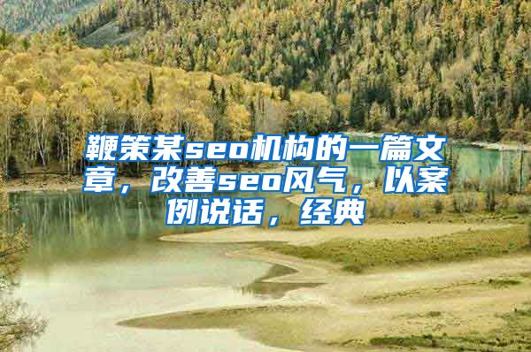 鞭策某seo机构的一篇文章，改善seo风气，以案例说话，经典