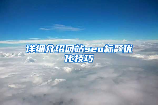 详细介绍网站seo标题优化技巧